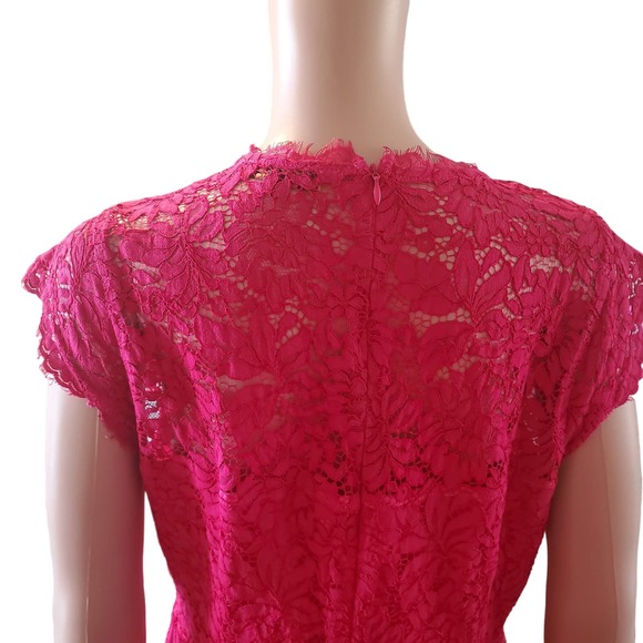 Miusol Size L Raspberry Pink Lace Zip up Sheath Dress TINY FLAW (marked 1X) - Picture 6 of 13